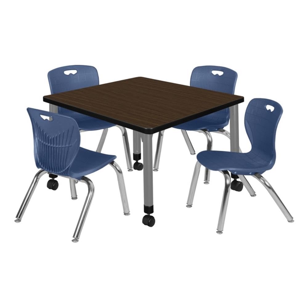 30" Square Mobile Table with 4 Stackable Chairs F482498