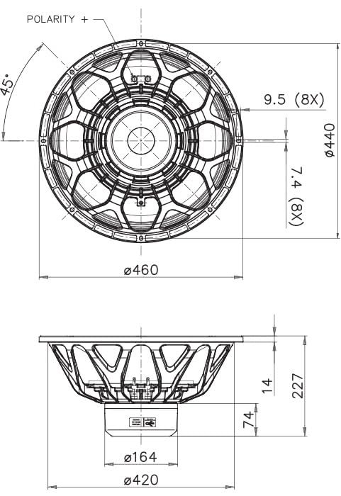 18-inch 8-Ohms 2000-Watt Rms Woofer H450