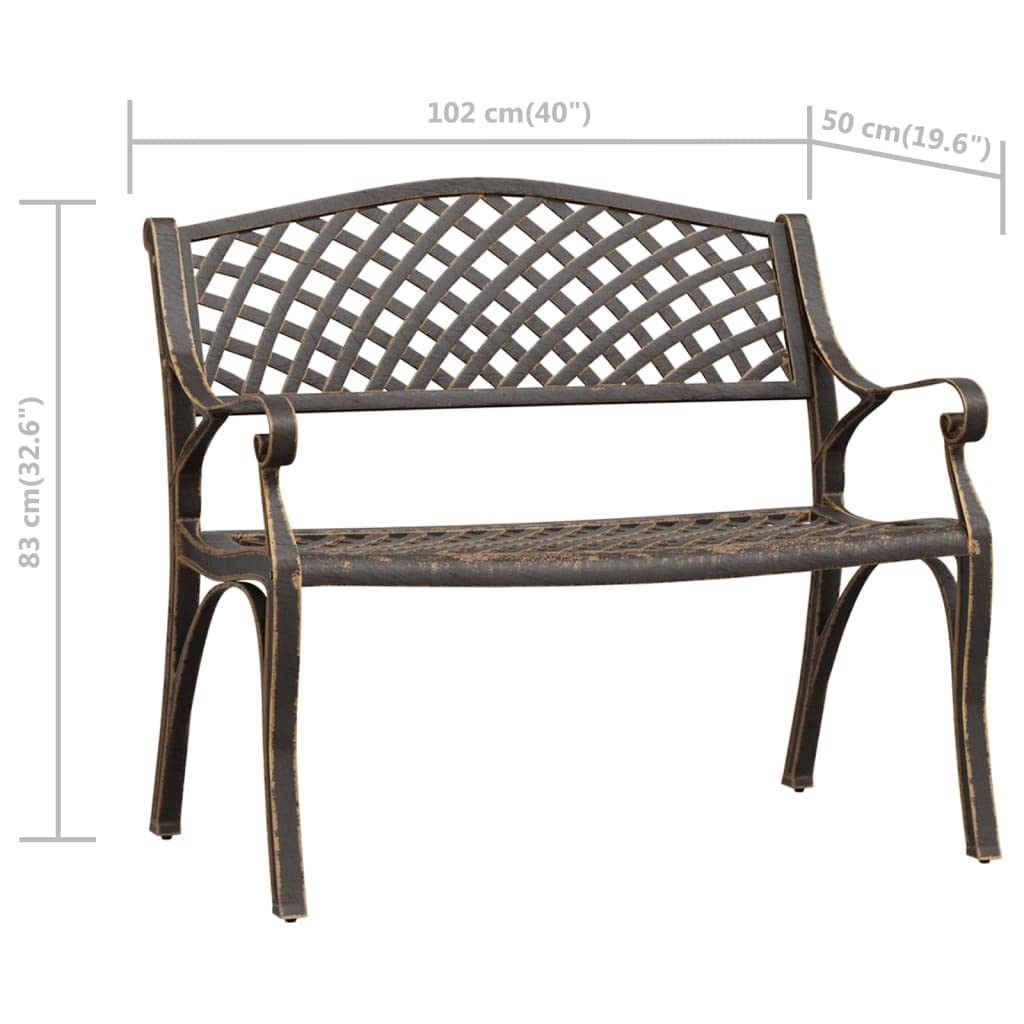 Cast Iron Metal Garden Bench with Antique Bronze Finish T994