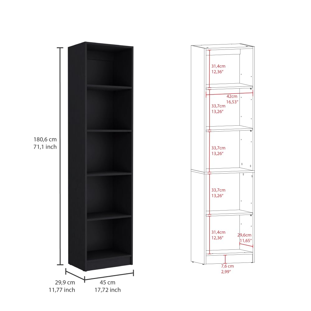 5 Tier Black Bookshelf O114158