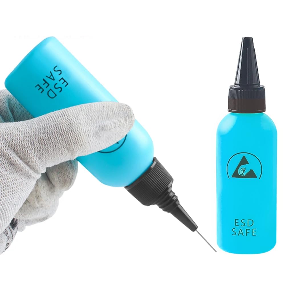 60ML Plastic Squeeze Bottle Needle Tip Antistatic Solvent Bottle Blue R2677