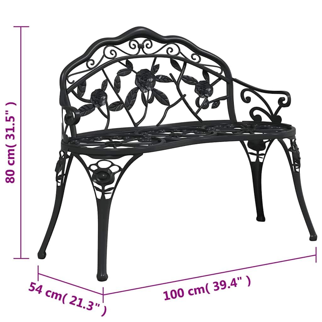 Cast Aluminum Black Patio Bench H262705