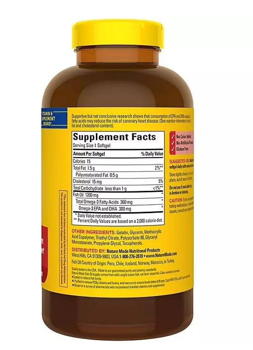 1200 mg Fish Oil Softgels, 240 Count Q392459