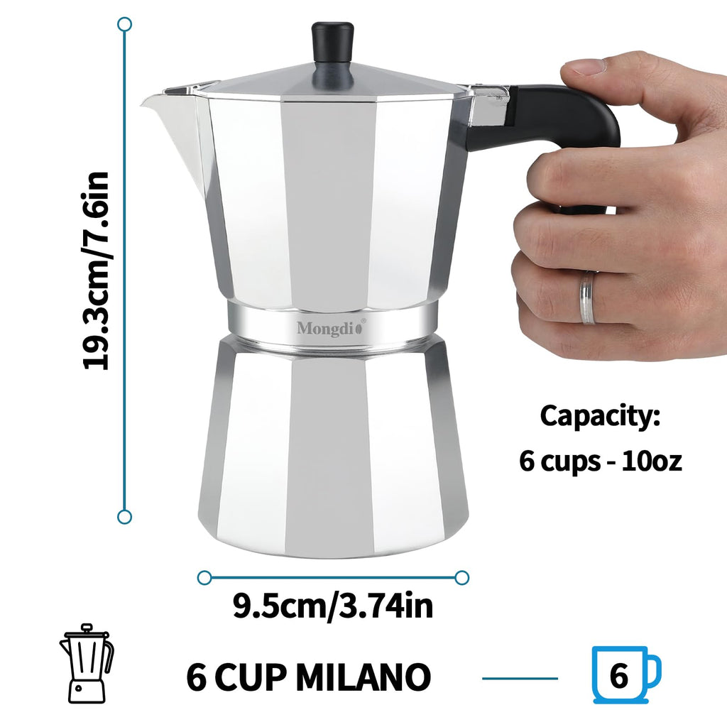 Stovetop Espresso Maker Moka Pot 10 oz Silver L7738