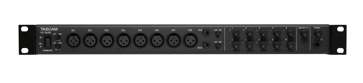 Rackmount USB Audio/MIDI Interface, 8 XLR/8 1/4" Inputs, 8 Outputs, Black Q563980