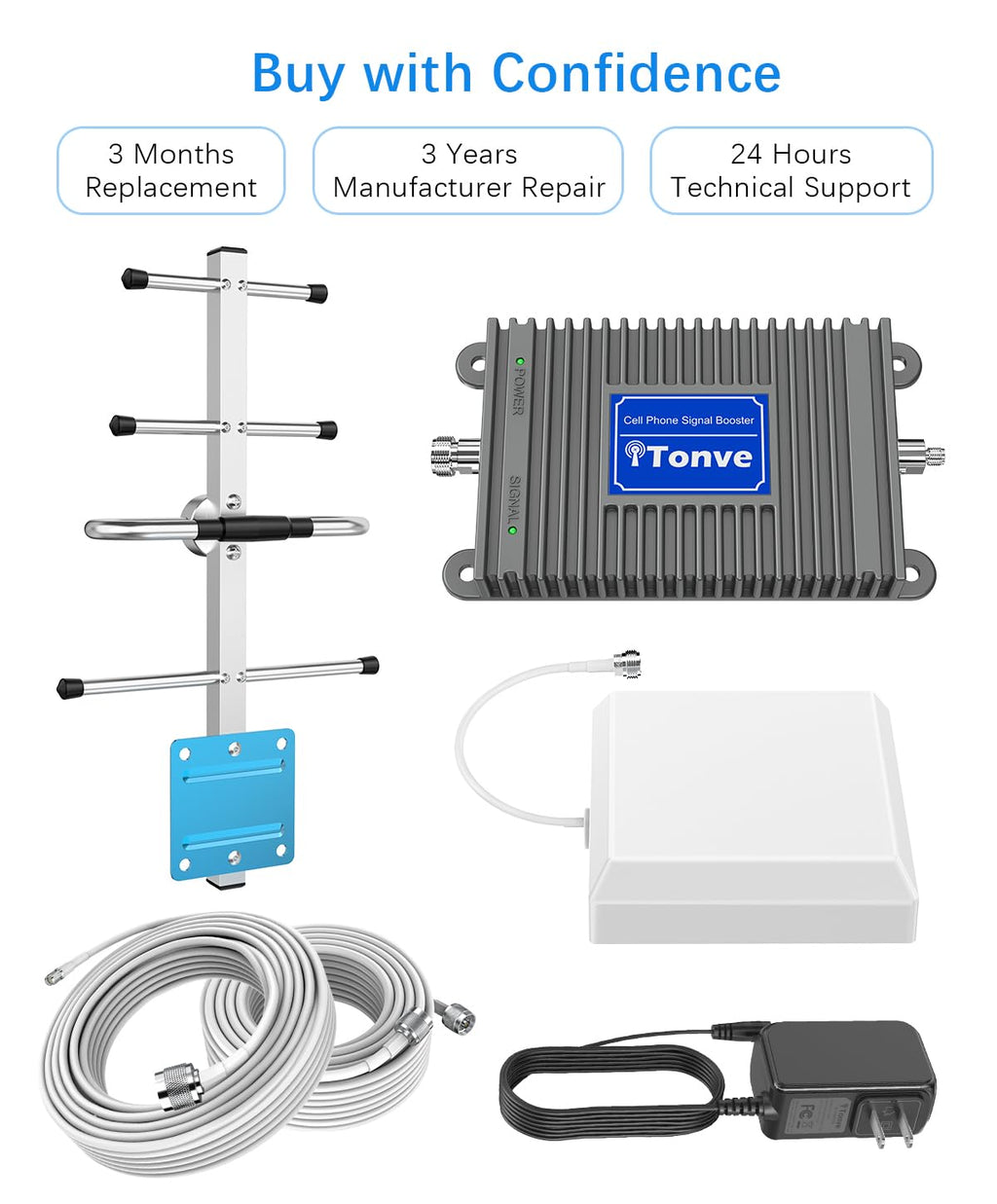 Cell Phone Signal Booster Kit with High Gain Antennas Z718