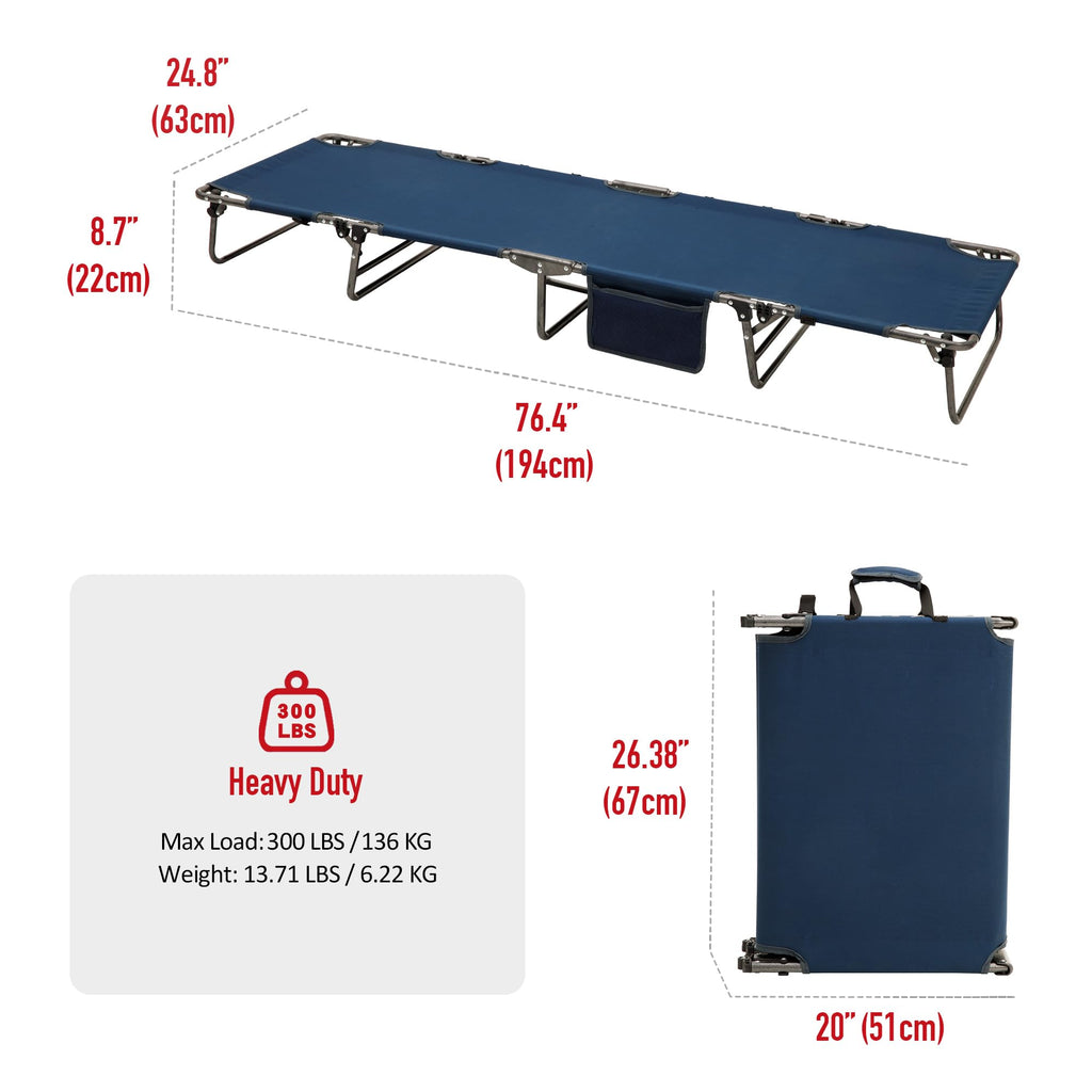 Portable Folding Camping Cot with Pillow Blue 2PC E140