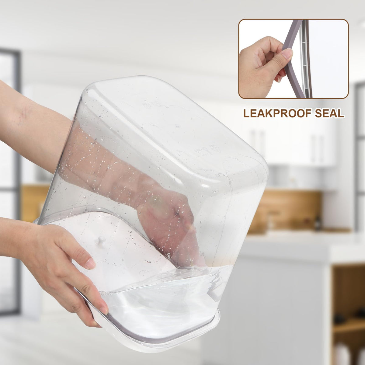 Dog Cat Food Storage Container with Handles, Stackable Pop Up Lids I73972