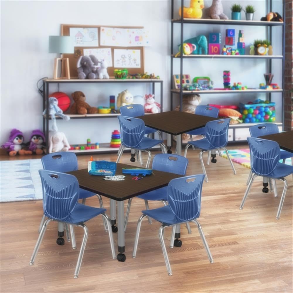 30" Square Mobile Table with 4 Stackable Chairs F482498