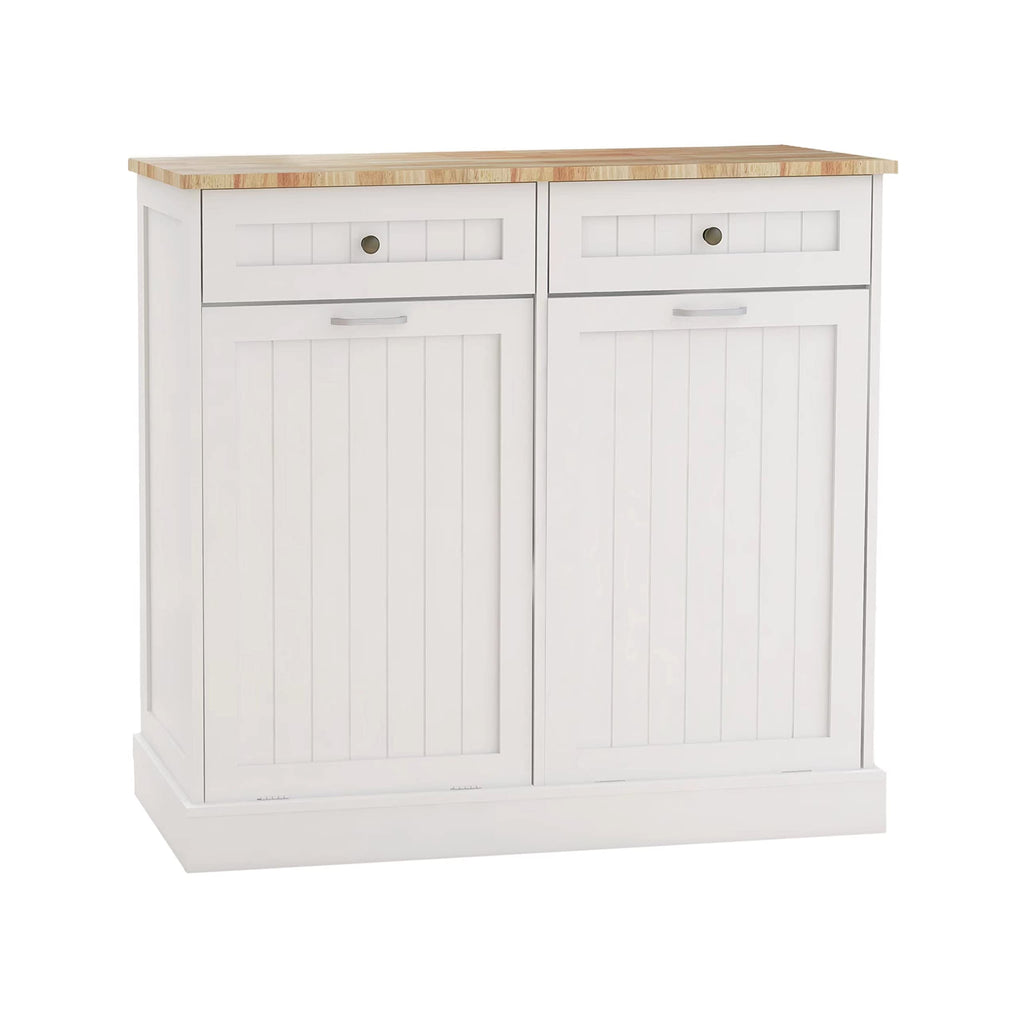 White Double Tilt Out Trash Cabinet with Drawers Z1026