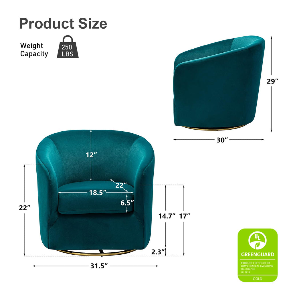 Set of 2 Velvet Swivel Barrel Chair O95781