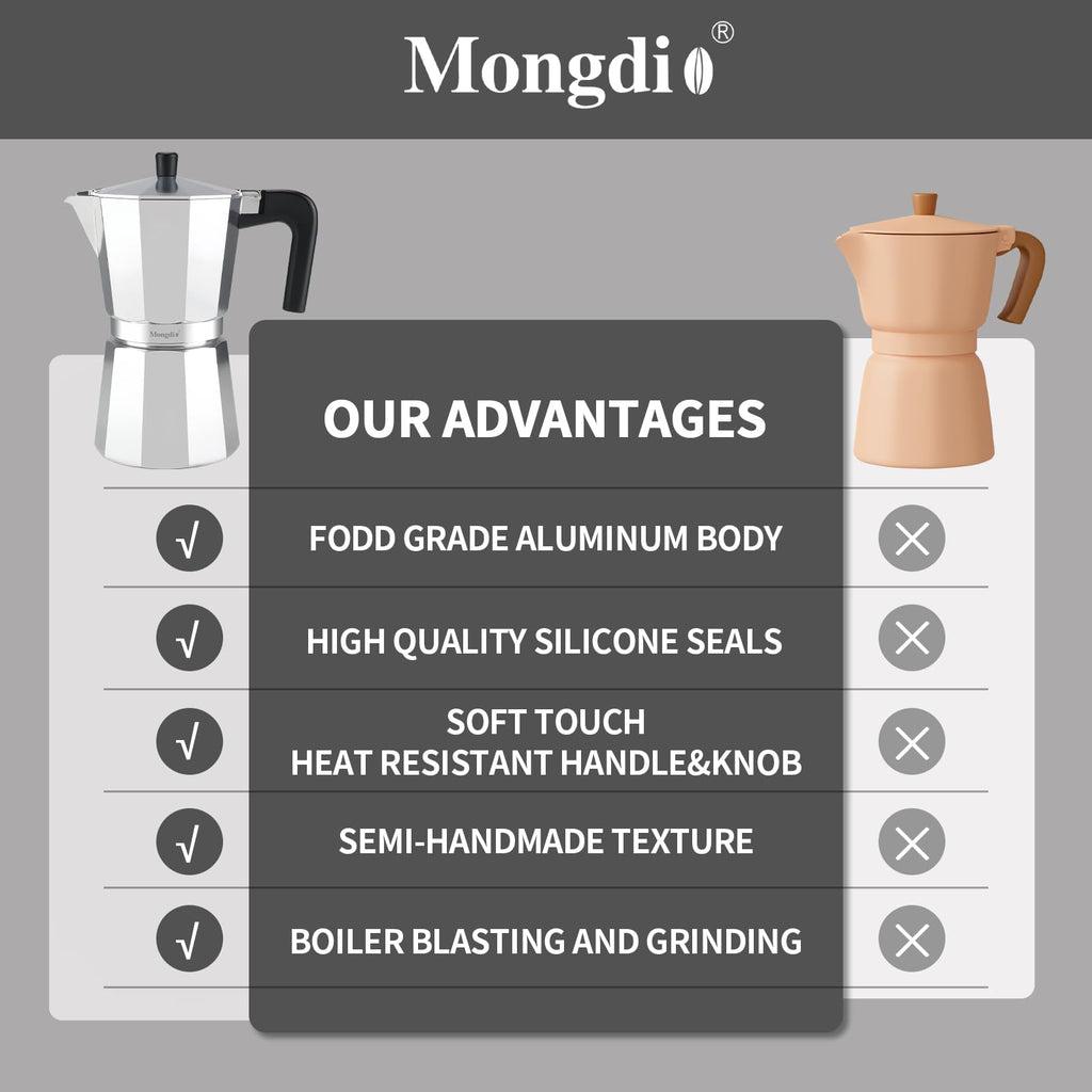 Stovetop Espresso Maker Moka Pot 10 oz Silver L7738