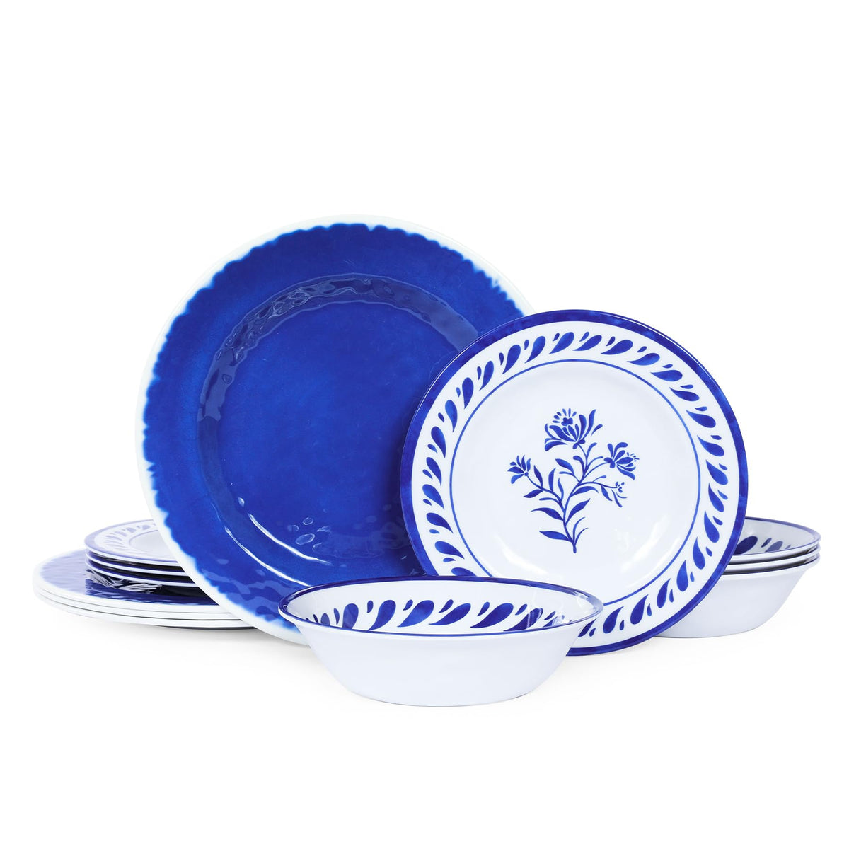 Blue 12-Piece Melamine Dinnerware Set B626335