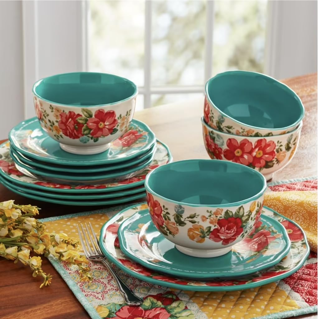 12-Piece Teal Dinnerware Set O39979