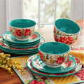 12-Piece Teal Dinnerware Set O39979