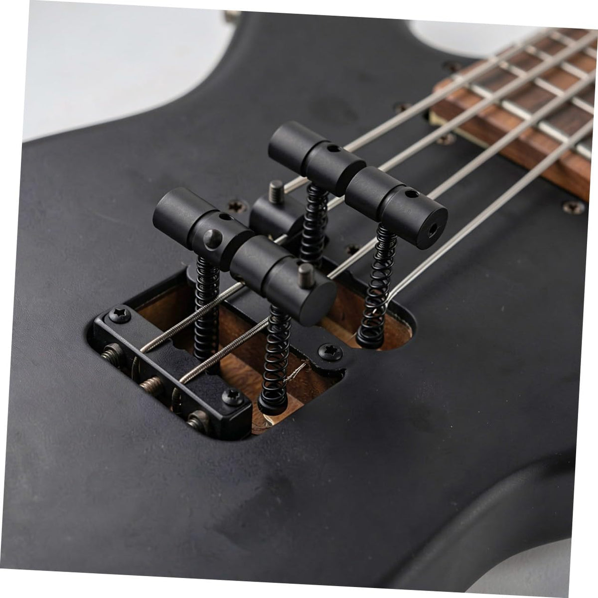 Metal Bass Guitar Bridge Saddles, 4-string, 2 Sets Black Z63056