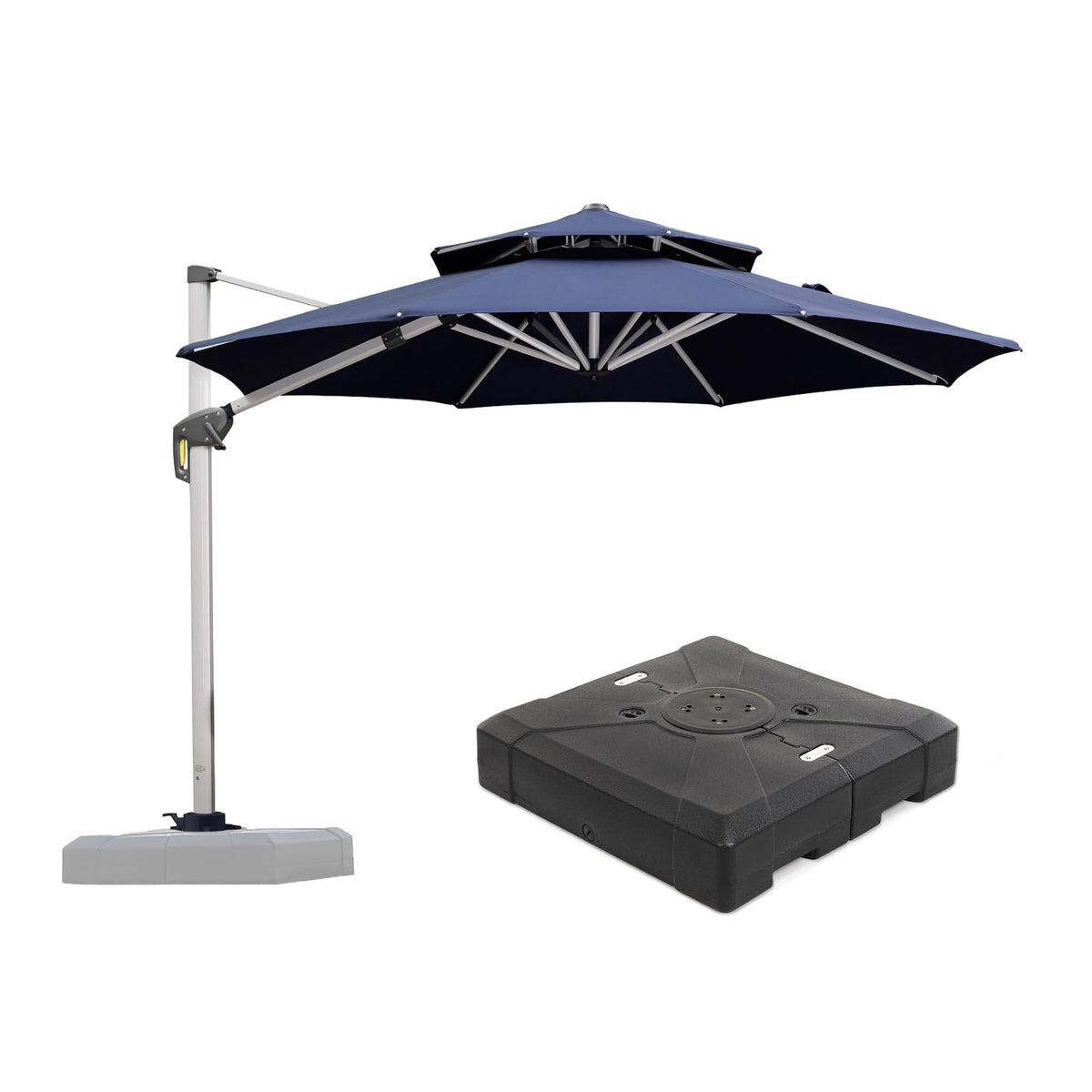 Navy Blue 10 FT Cantilever Patio Umbrella with Base X795