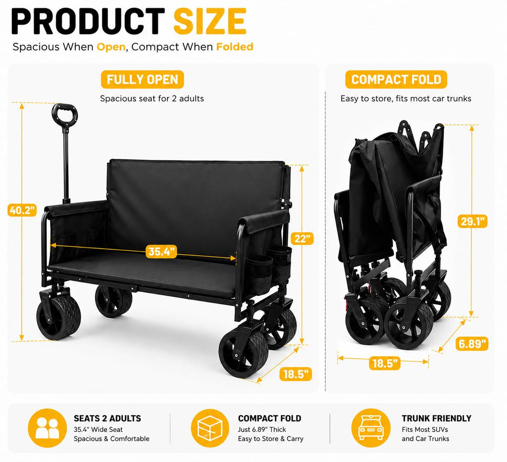Collapsible Wagon Cart with Wheels 240L Capacity L437