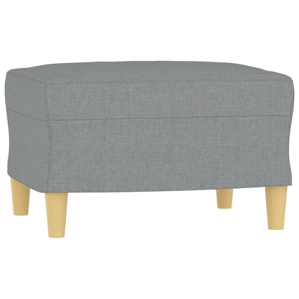 Light Gray 3-Seater Fabric Sofa with Footstool U7561