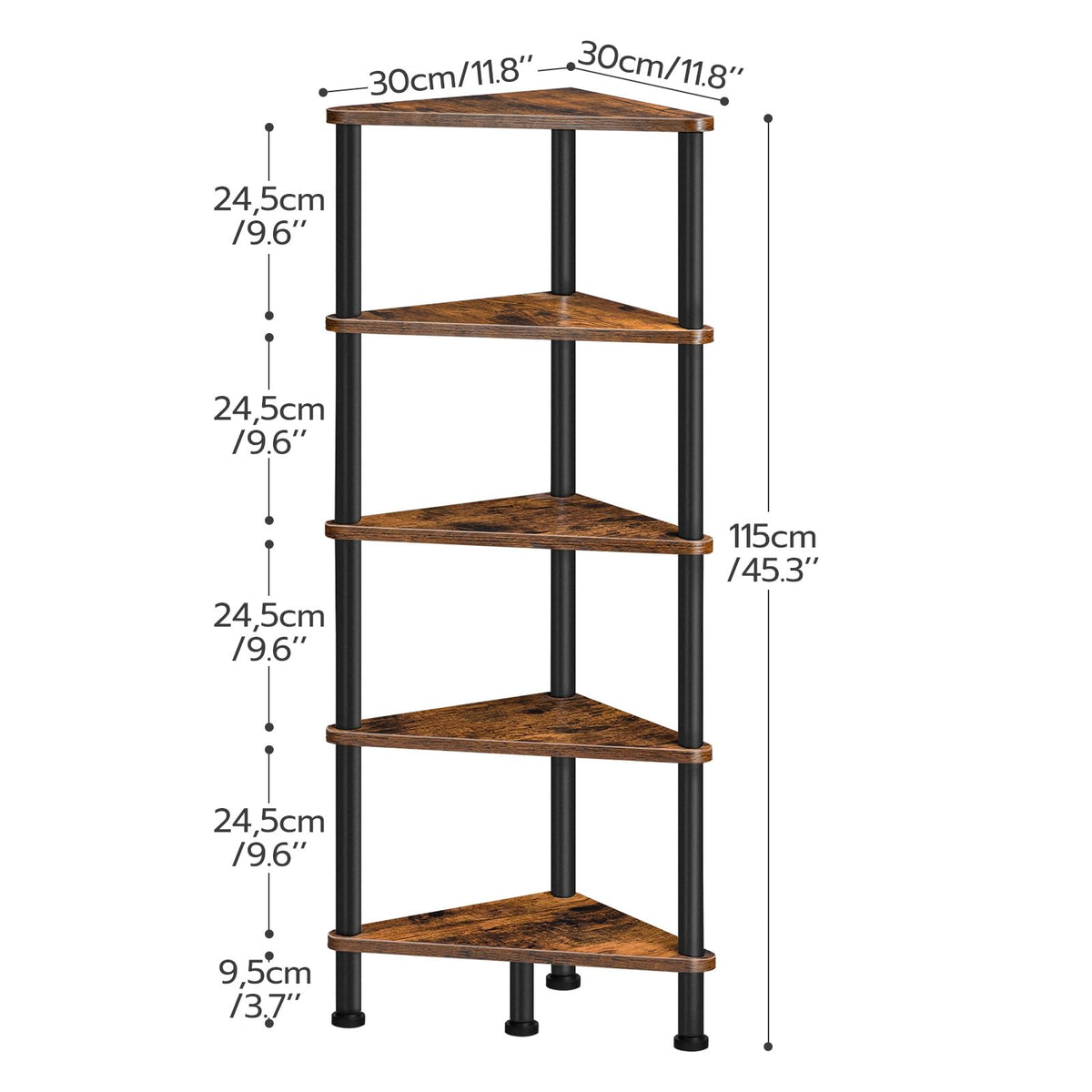 5-Tier Corner Bookshelf with Metal Frame F4442