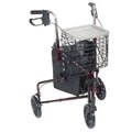 3 Wheel Rollator Rolling Walker with Basket Tray and Pouch Flame Blue V1480