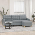 Light Gray 3-Seater Fabric Sofa with Footstool U7561