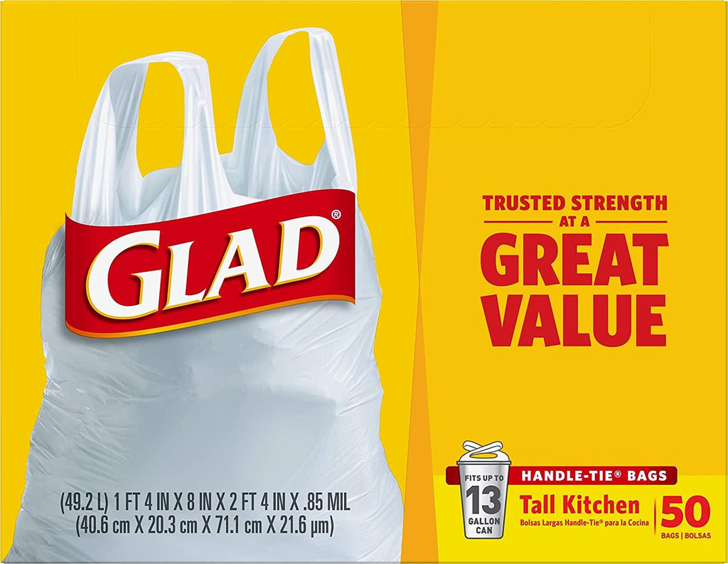 13 Gal. Tall Kitchen Handle-Tie Bags 50 ct Pack of 4 X930110