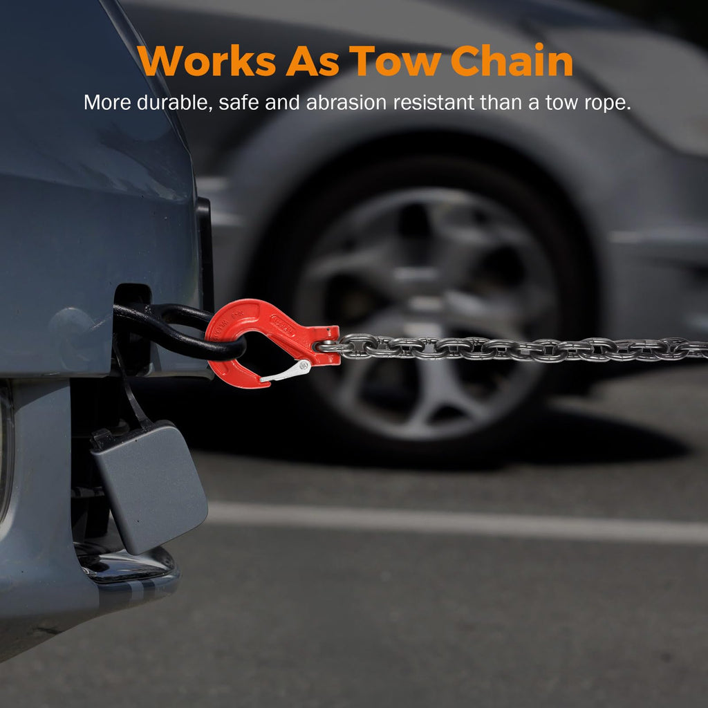 3/8 Inch 10Ft Tow Chain with Double Slip Hooks L647