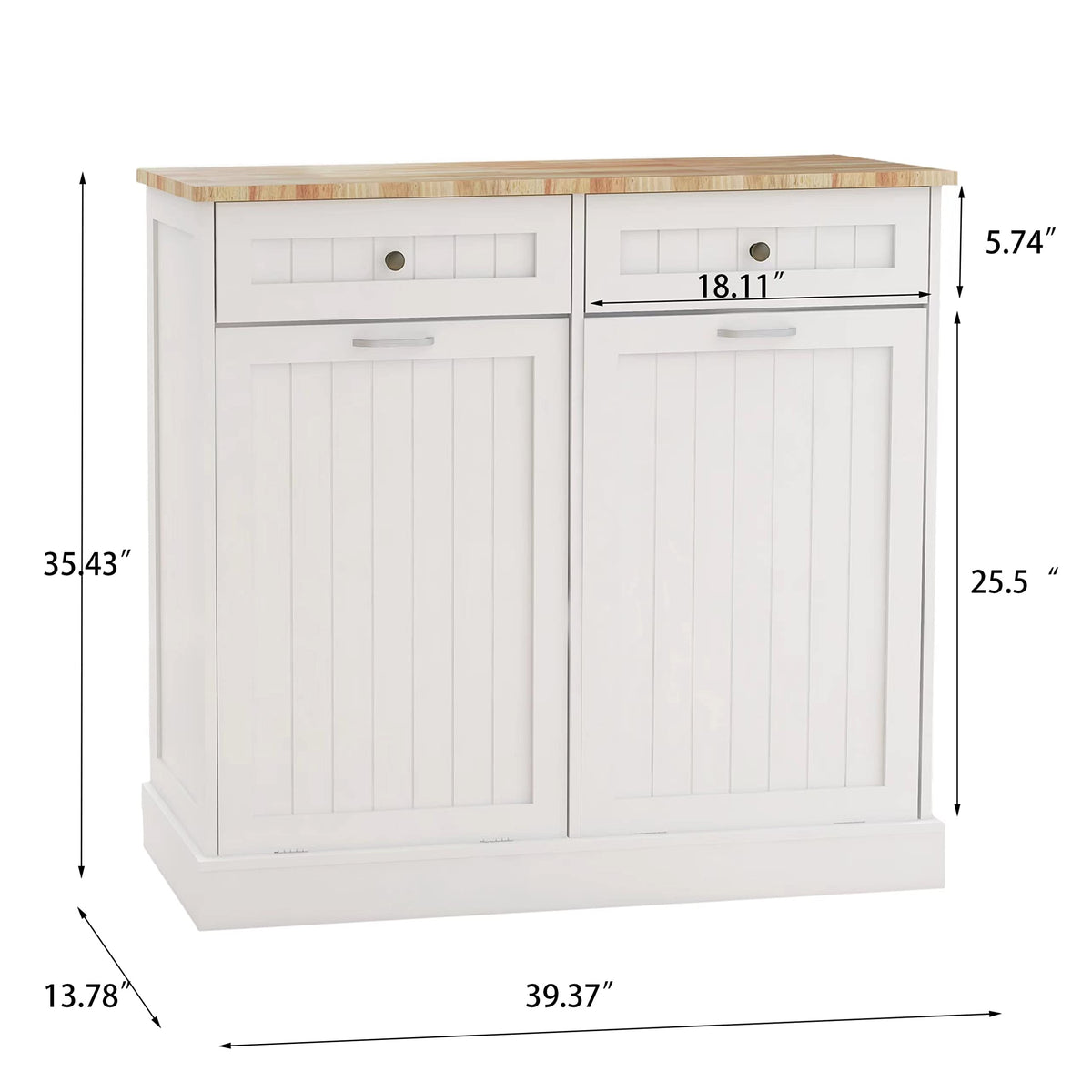 White Double Tilt Out Trash Cabinet with Drawers Z1026