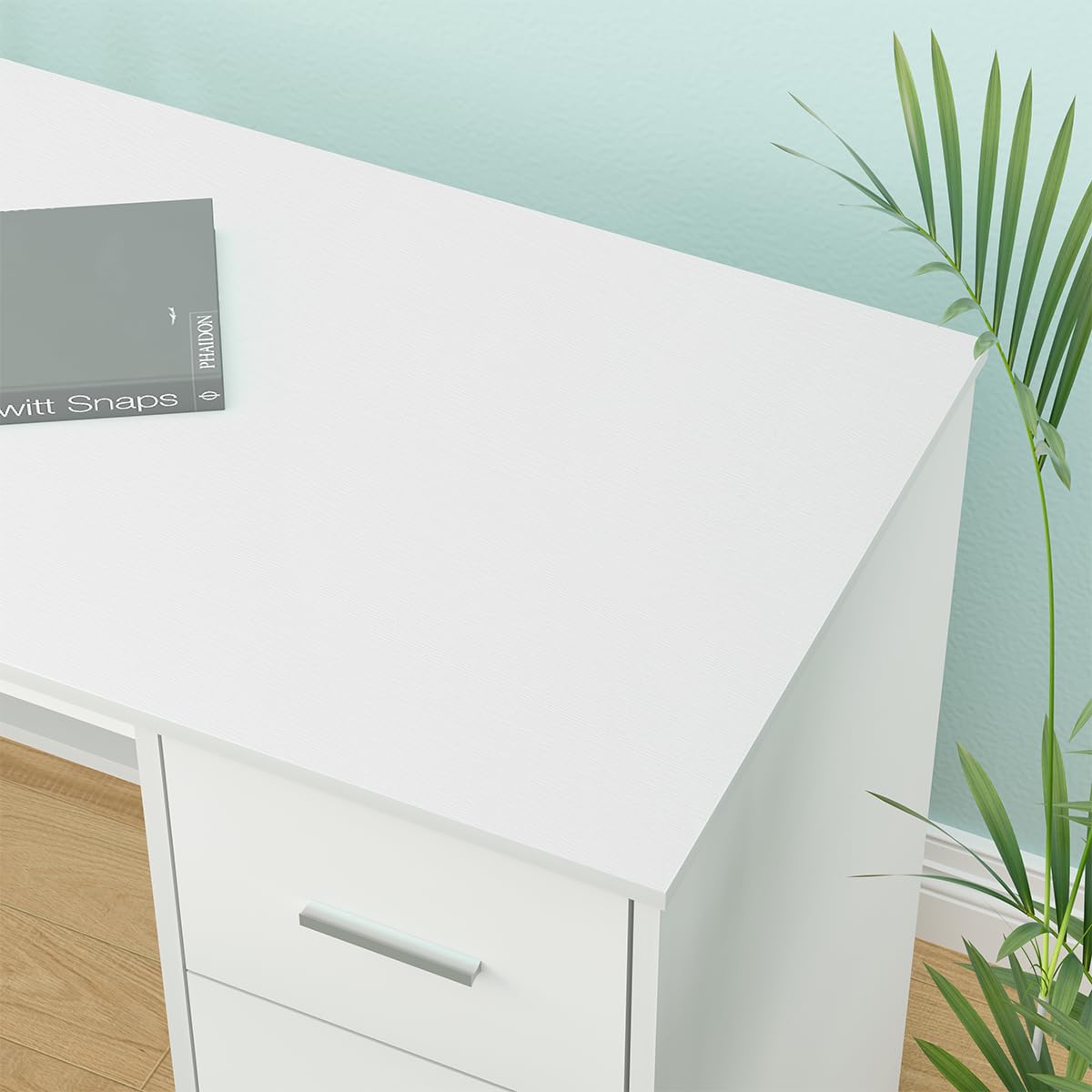 White L Shaped Desk with Drawers G368180