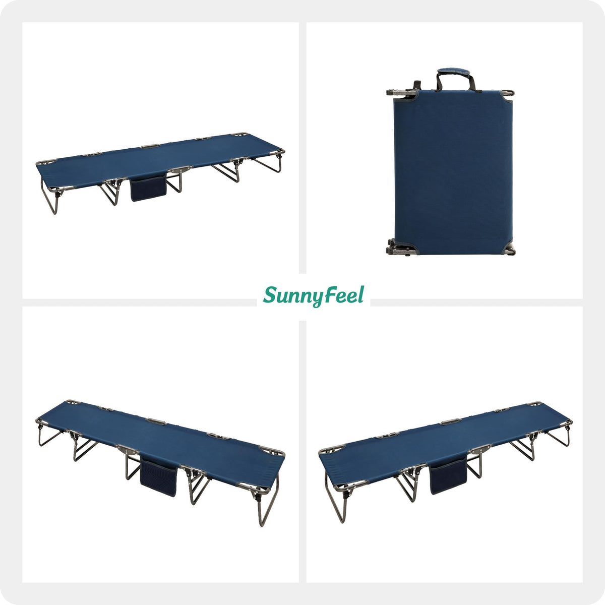 Portable Folding Camping Cot with Pillow Blue 2PC E140