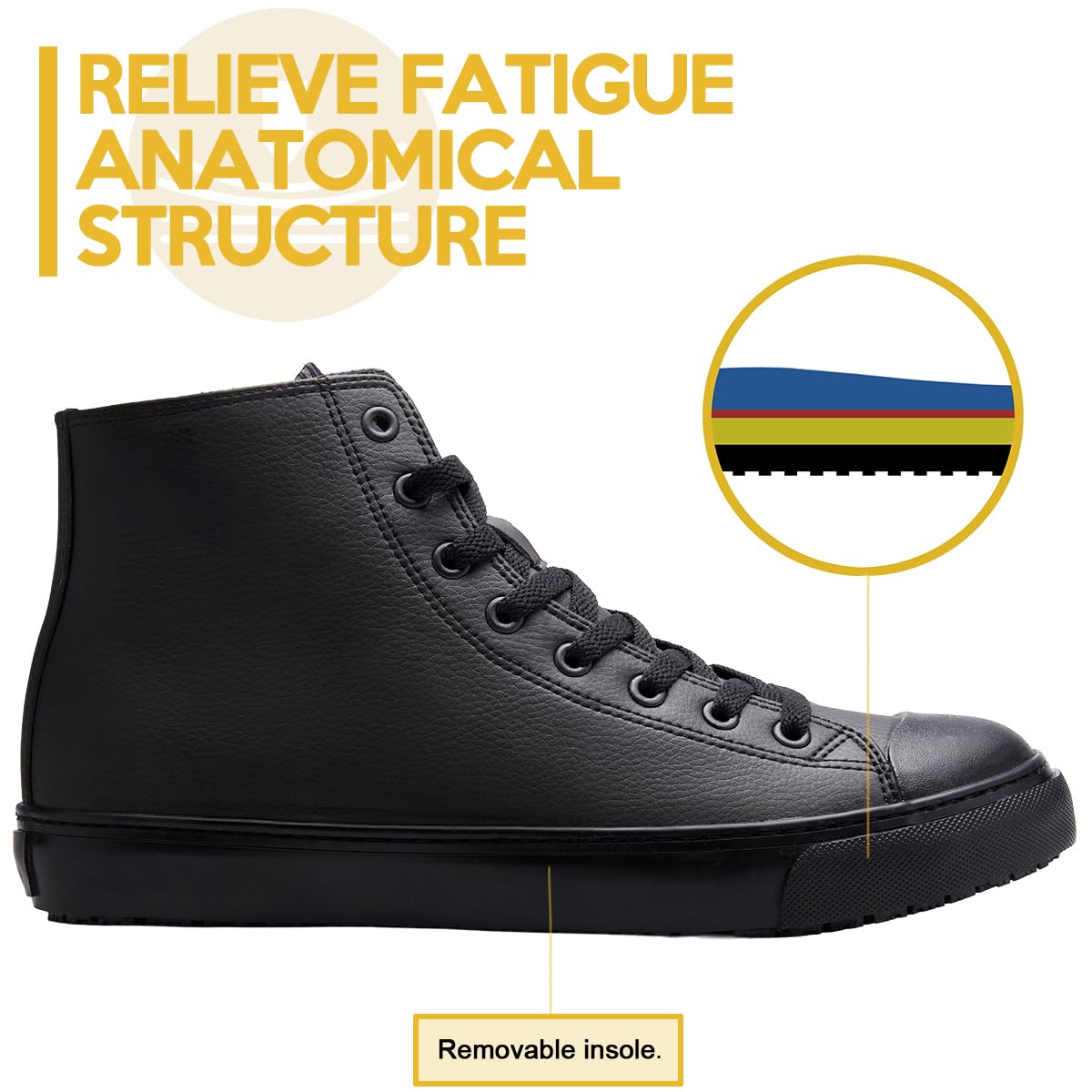 Black Waterproof Non-Slip Leather Work Shoes F5841