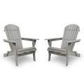 Folding Adirondack Chair Set of 2 Solid Cedar Wood Gray L423863