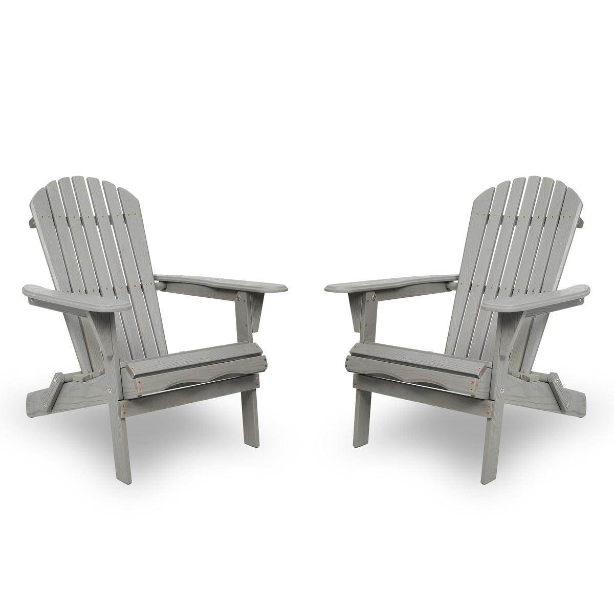 Folding Adirondack Chair Set of 2 Solid Cedar Wood Gray L423863
