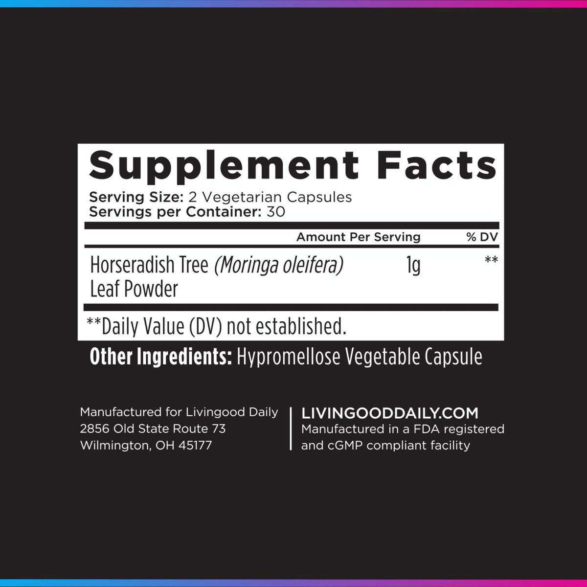 Moringa Capsules 1000mg 60 Capsules C8469