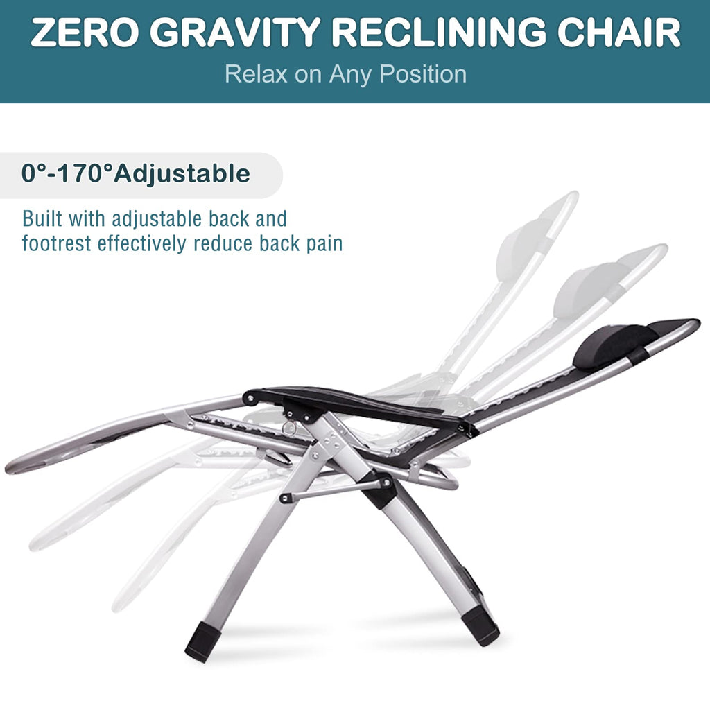 Zero Gravity Folding Outdoor Lounge Chair with Cup Holder W9071