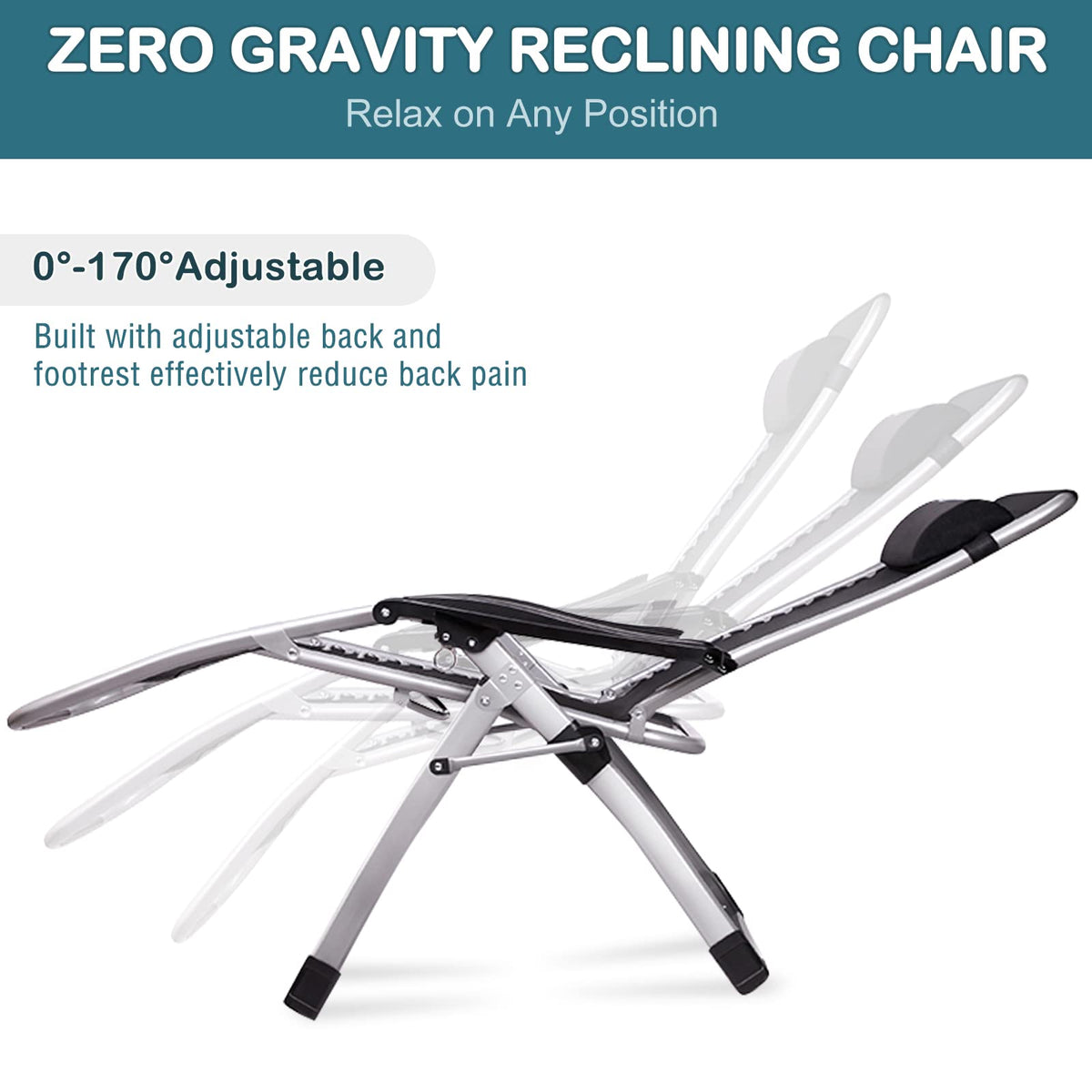 Zero Gravity Folding Outdoor Lounge Chair with Cup Holder W9071