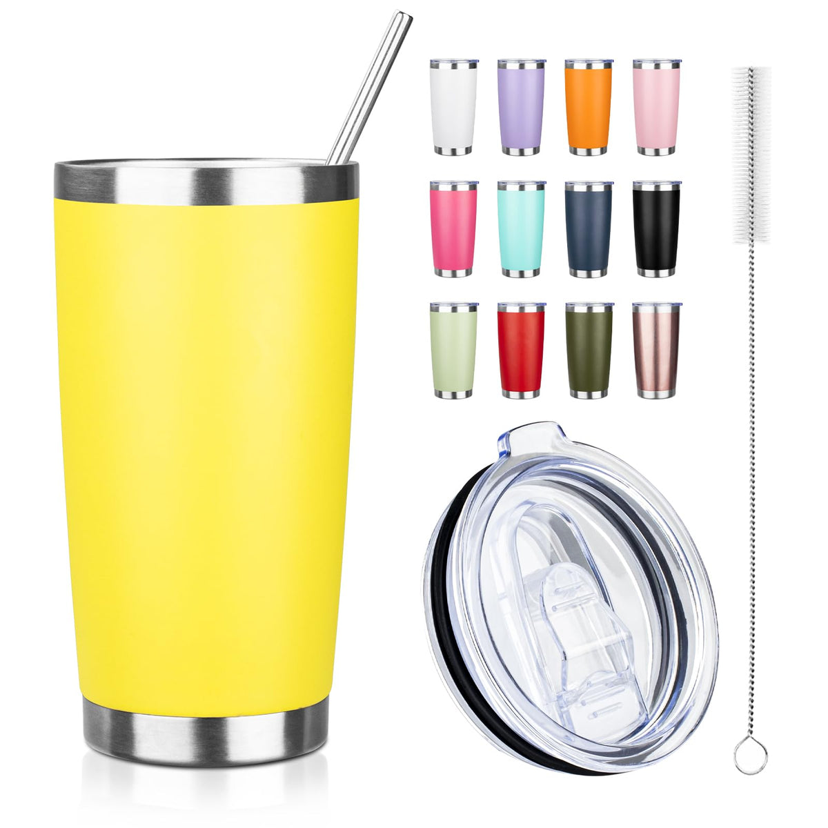 20oz Stainless Steel Vacuum Insulated Tumbler with Straw Q187845