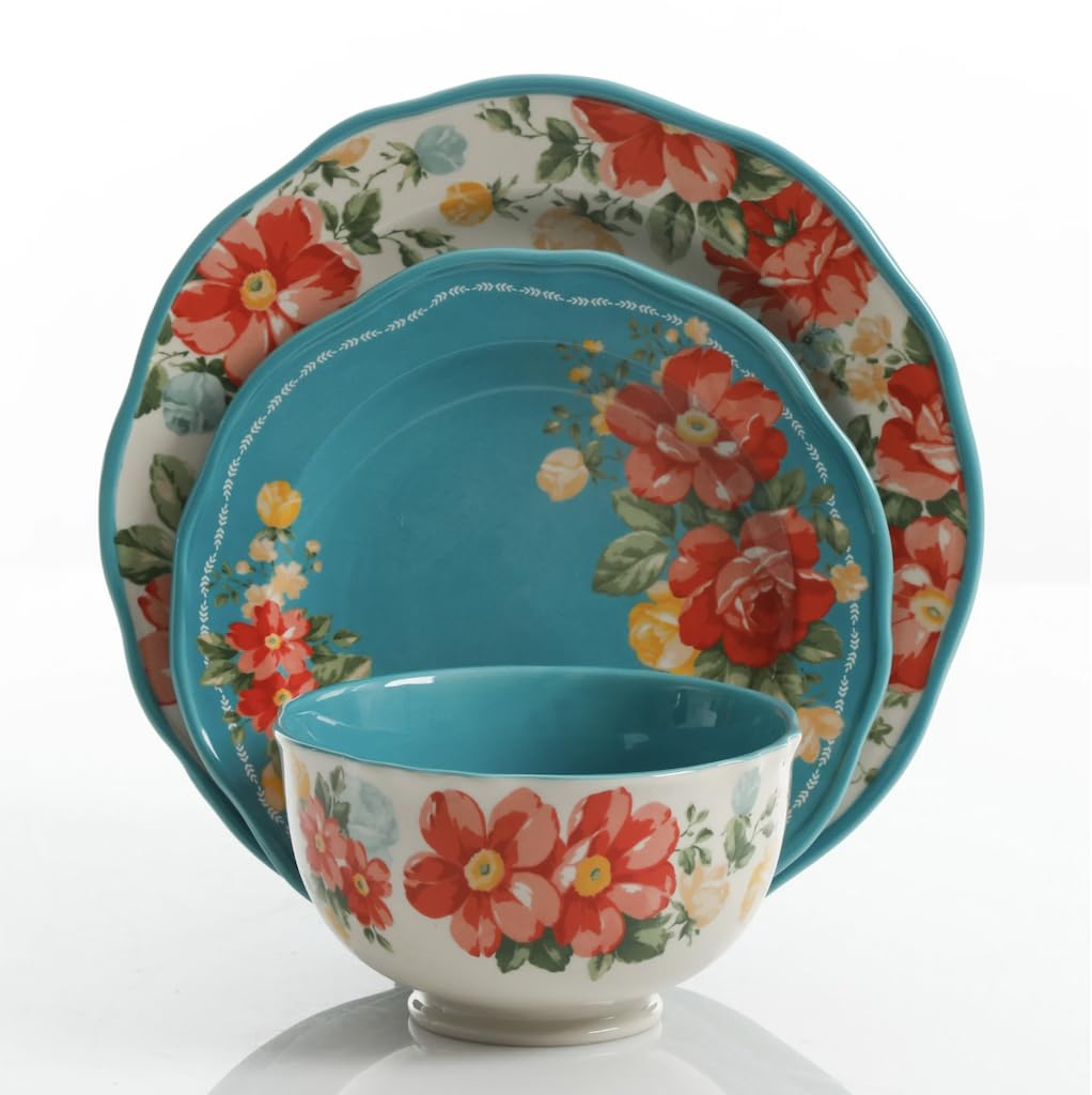 12-Piece Teal Dinnerware Set O39979