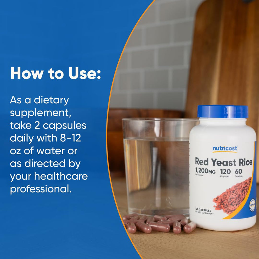 Red Yeast Rice 1200mg 120 Capsules Gluten Free P864421