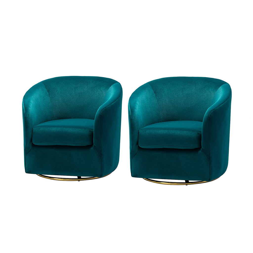 Set of 2 Velvet Swivel Barrel Chair O95781