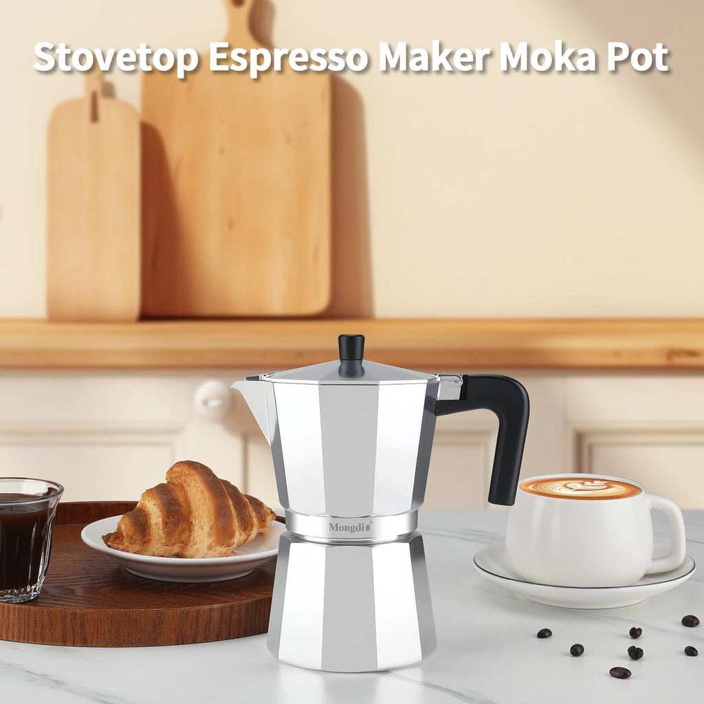 Stovetop Espresso Maker Moka Pot 10 oz Silver L7738