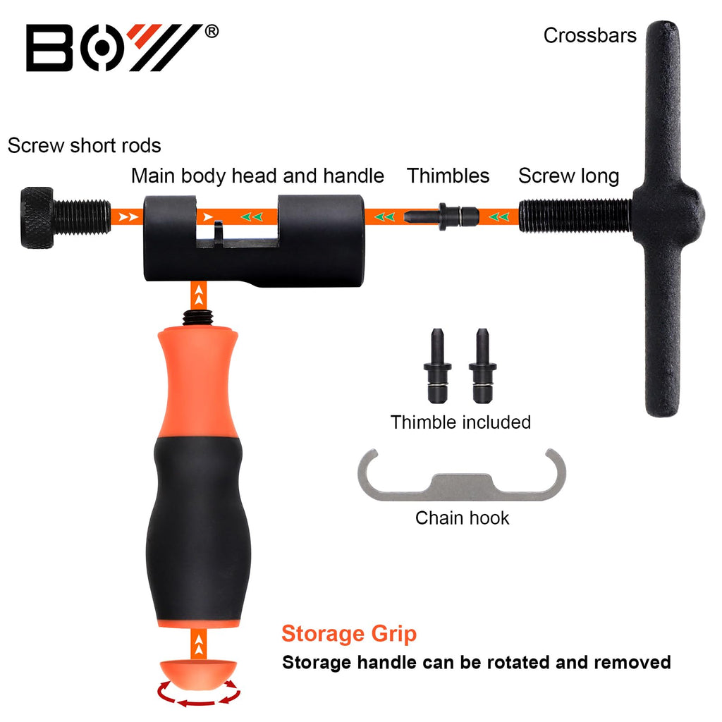 Bike Chain Tool Kit with Chain Breaker, Link Pliers, Chain Checker, Chain Link F460