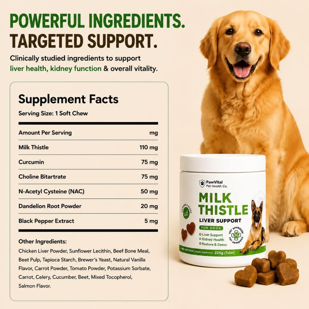 Milk Thistle Liver Support Chews with Salmon Oil & Curcumin U682928