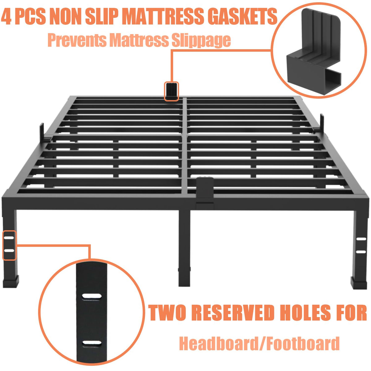 16 Inch Heavy Duty Metal Platform Bed Frame Full Size R9687