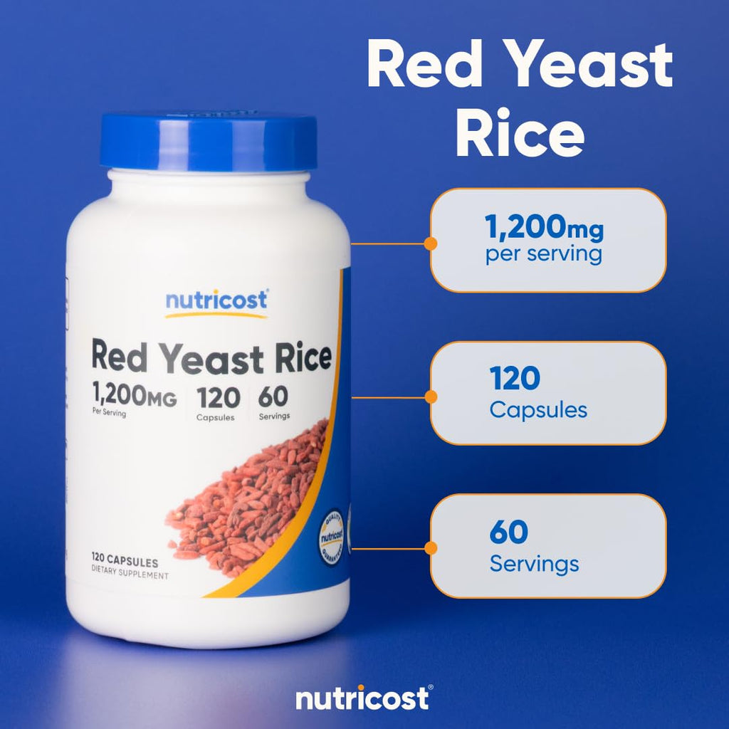 Red Yeast Rice 1200mg 120 Capsules Gluten Free P864421