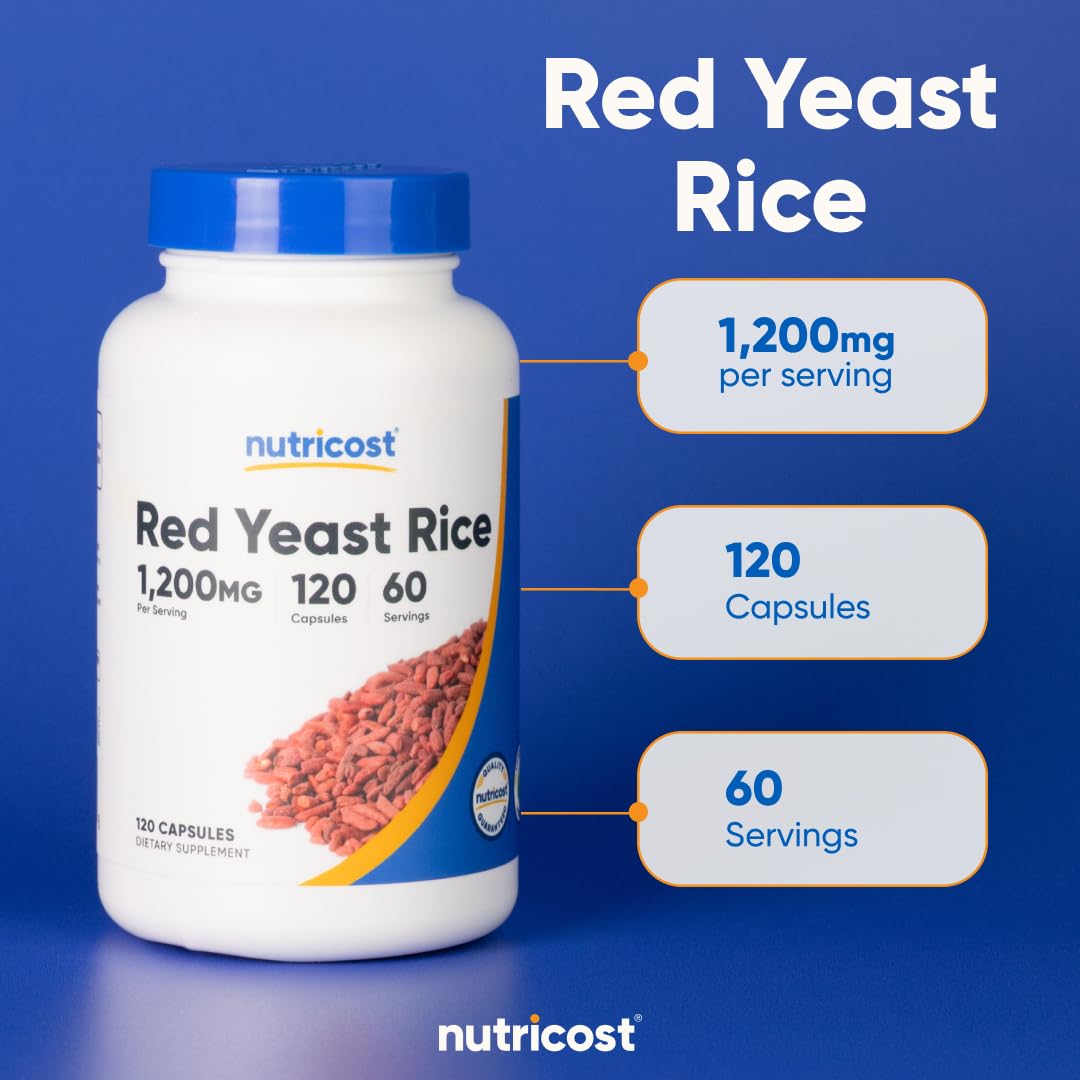 Red Yeast Rice 1200mg 120 Capsules Gluten Free P864421