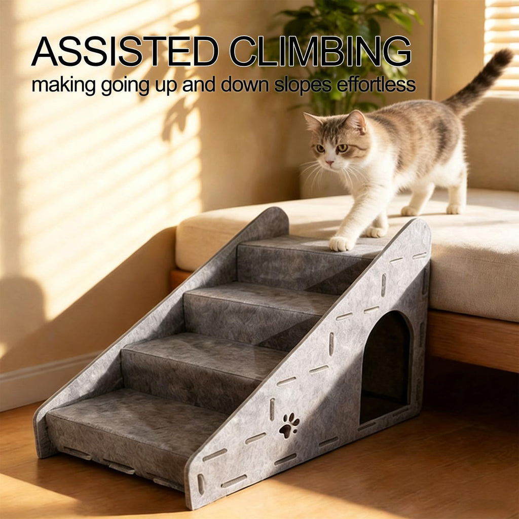 Felt 4-Step Foldable Pet Stairs W824036