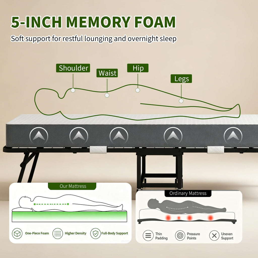 Folding Bed with Mattress Twin 75 x 38 in N31616