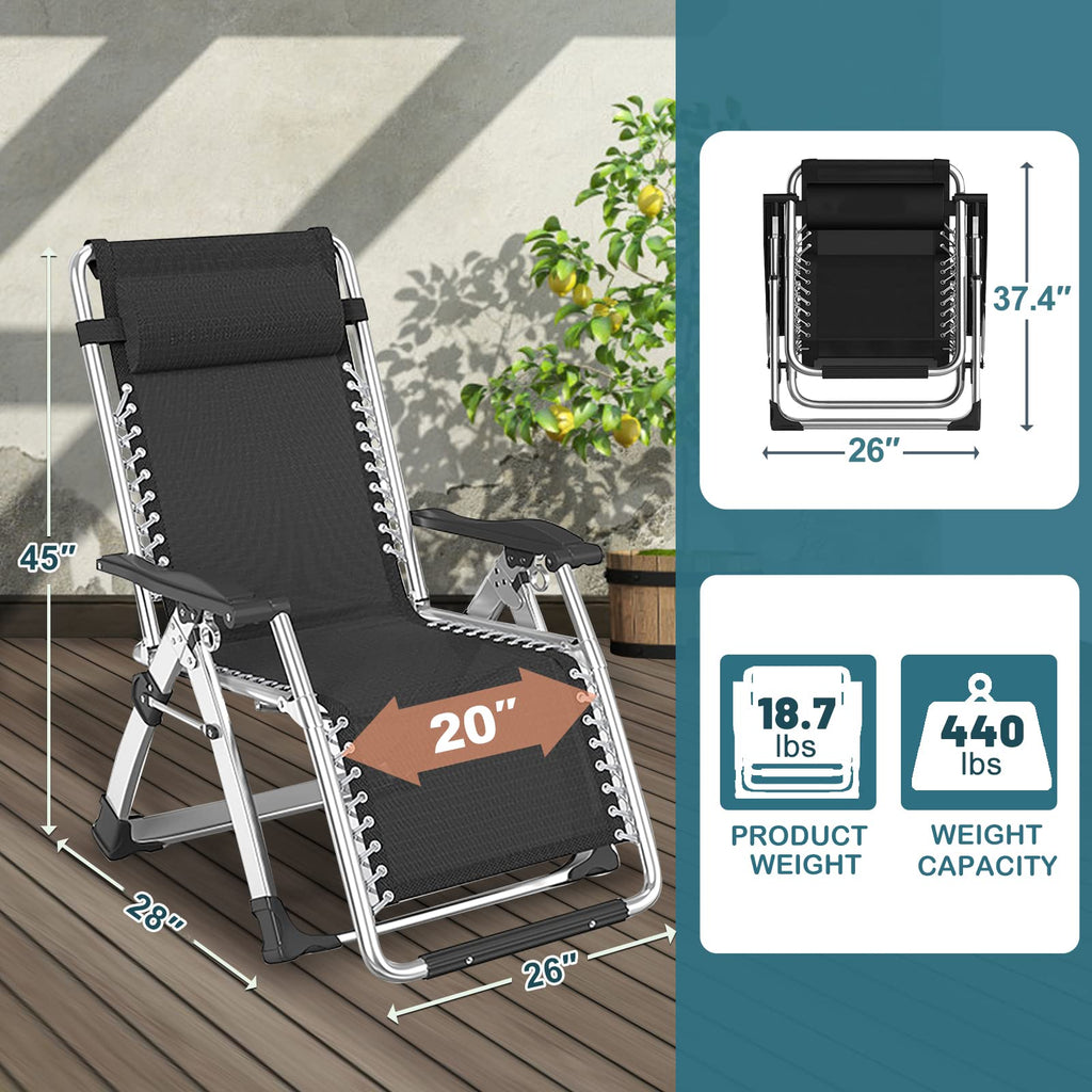 Zero Gravity Folding Outdoor Lounge Chair with Cup Holder W9071